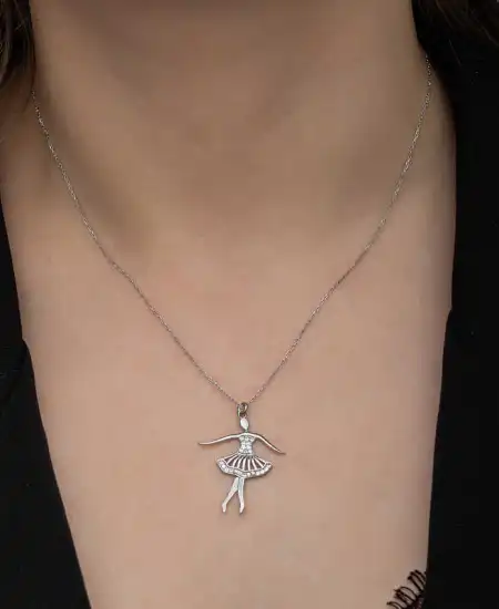 Gümüş Balerin Kadın Kolye