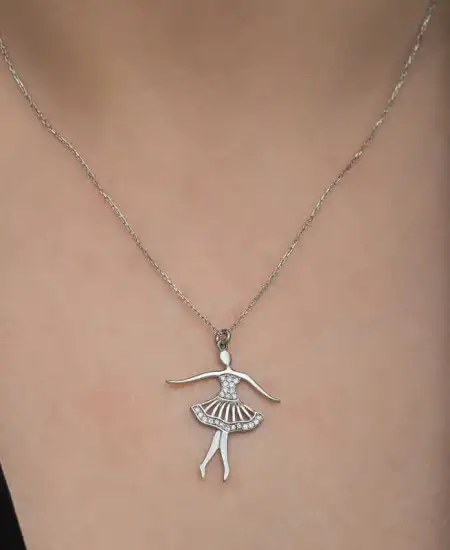 Gümüş Balerin Kadın Kolye