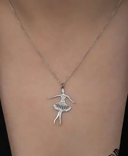 Gümüş Balerin Kadın Kolye