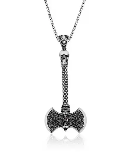 Gümüş Balta Erkek Kolye