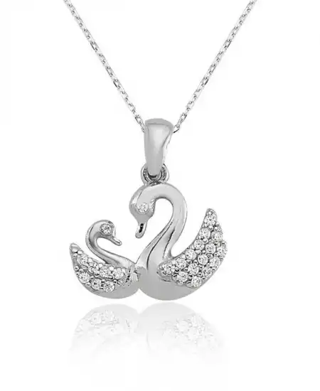 Gümüş Bayan Kuğu Kolye