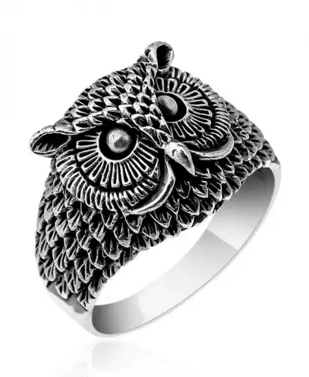 Gümüş Baykuş Erkek Yüzük