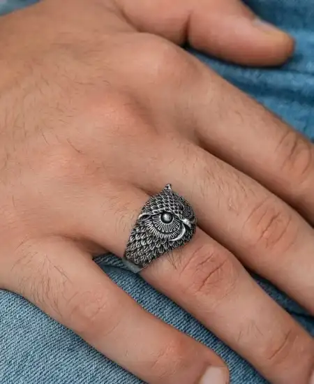 Gümüş Baykuş Erkek Yüzük