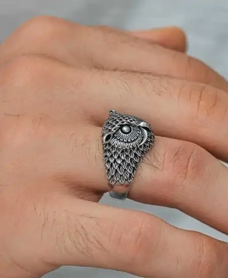 Gümüş Baykuş Erkek Yüzük