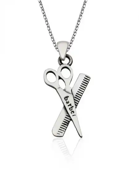 Gümüş Berber Erkek Kolye