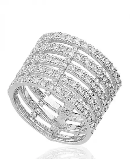 Gümüş Beş Sıra Taşlı Bayan Yüzük