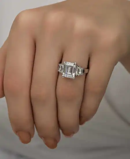 Gümüş Beyaz Baget Taşlı Bayan Yüzük