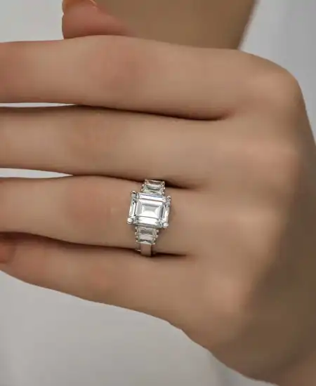 Gümüş Beyaz Baget Taşlı Bayan Yüzük