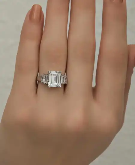 Gümüş Beyaz Baget Taşlı Bayan Yüzük