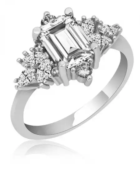 Gümüş Beyaz Baget Taşlı Kadın Yüzük