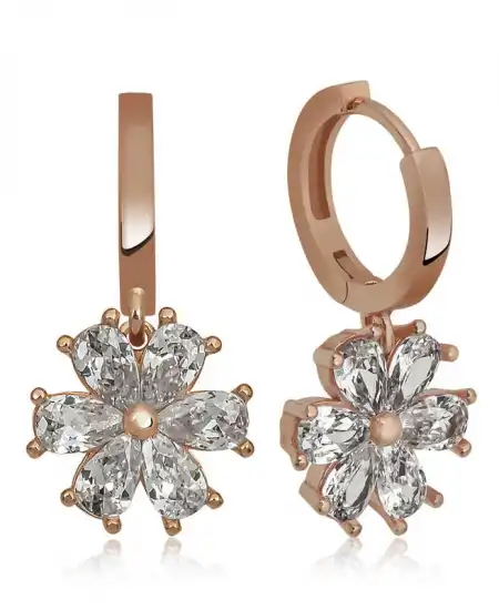 Gümüş Beyaz Çiçek Bayan Küpe