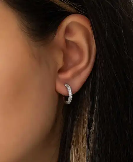 Gümüş Beyaz Halka Bayan Küpe