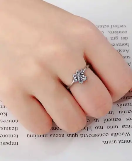 Gümüş Beyaz Kedi Patisi Yüzük