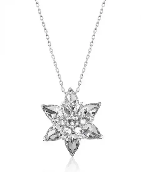 Gümüş Beyaz Lotus Çiçeği Bayan Kolye