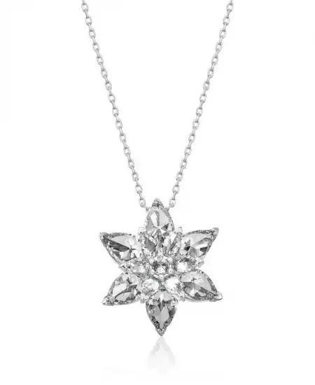 Gümüş Beyaz Lotus Çiçeği Bayan Kolye