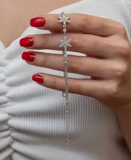 Gümüş Beyaz Lotus Çiçeği Kadın Bileklik