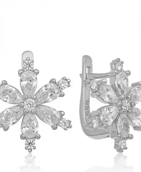 Gümüş Beyaz Lotus Çiçeği Kadın Küpe