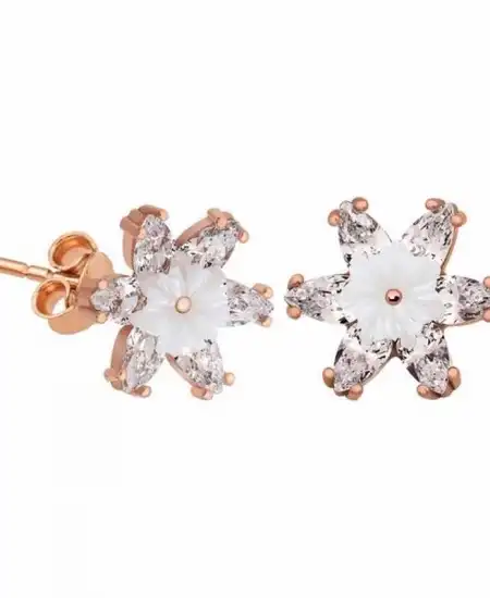 Gümüş Beyaz Lotus Çiçeği Küpe