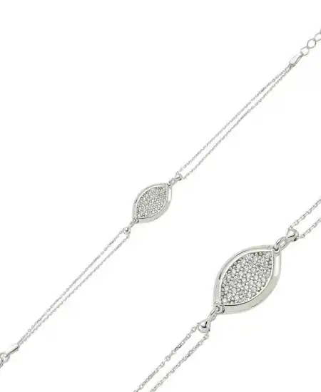 Gümüş Beyaz Taşlı Bayan Bileklik