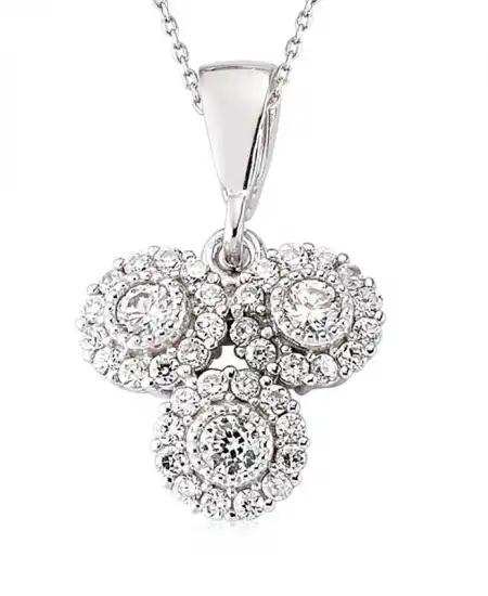 Gümüş Beyaz Taşlı Bayan Kolye