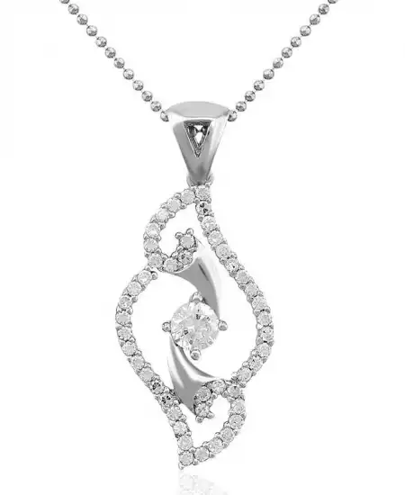 Gümüş Beyaz Taşlı Bayan Kolye