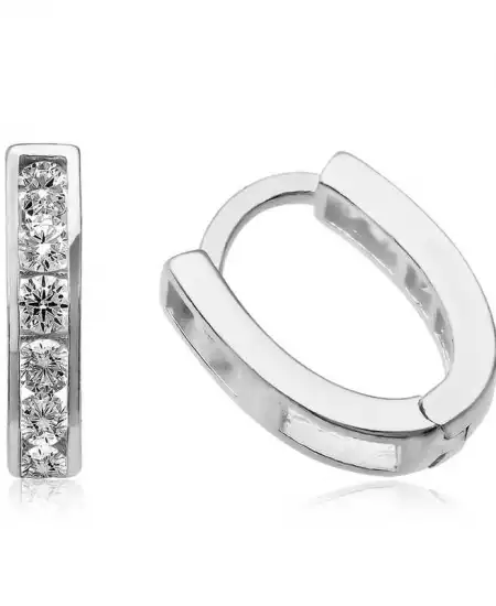 Gümüş Beyaz Taşlı Bayan Küpe