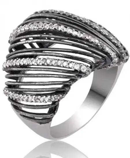 Gümüş Beyaz Taşlı Bayan Yüzük