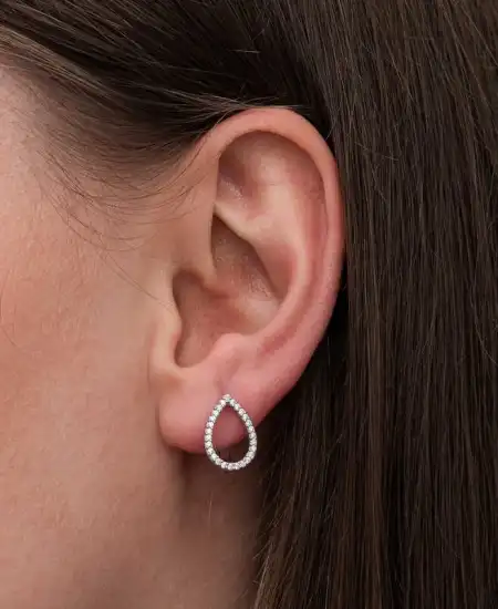 Gümüş Beyaz Taşlı Damla  Kadın Küpe