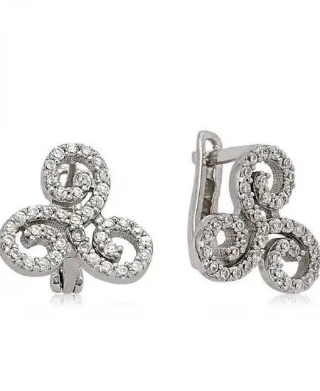 Gümüş Beyaz Taşlı Küpe