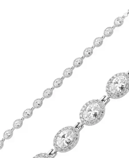 Gümüş Beyaz Taşlı Su Yolu Bayan Bileklik