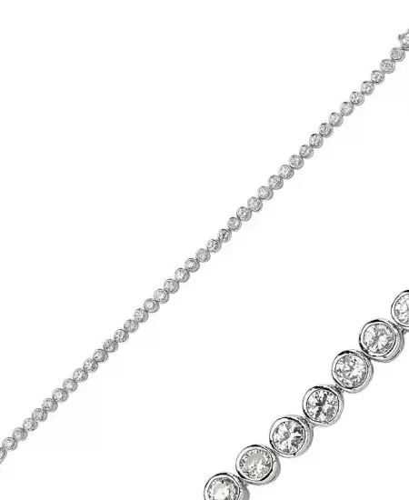 Gümüş Beyaz Taşlı Su Yolu Bayan Bileklik