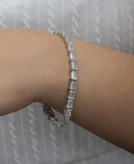 Gümüş Beyaz Taşlı Su Yolu Kadın Set