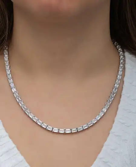 Gümüş Beyaz Taşlı Su Yolu Kadın Set