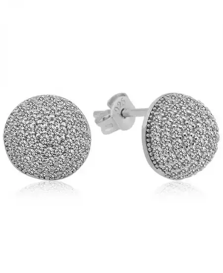 Gümüş Beyaz Taşlı Top Küpe