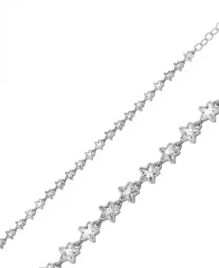 Gümüş Beyaz Yıldız Bayan Bileklik