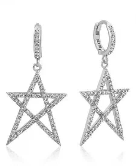 Gümüş Beyaz Yıldız Bayan Küpe