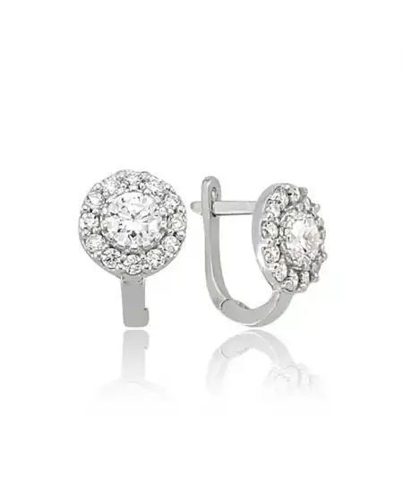 Gümüş Beyaz Yuvarlak Küpe