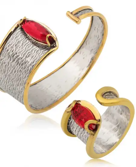 Gümüş Bileklik Ve Yüzük Set