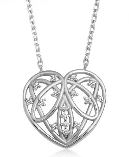 Gümüş Bombeli Kalp Kadın Kolye