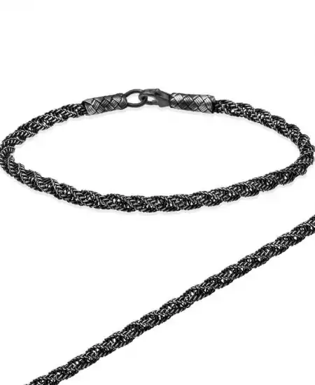 Gümüş Burma Örgü Kazaziye Unisex Bileklik