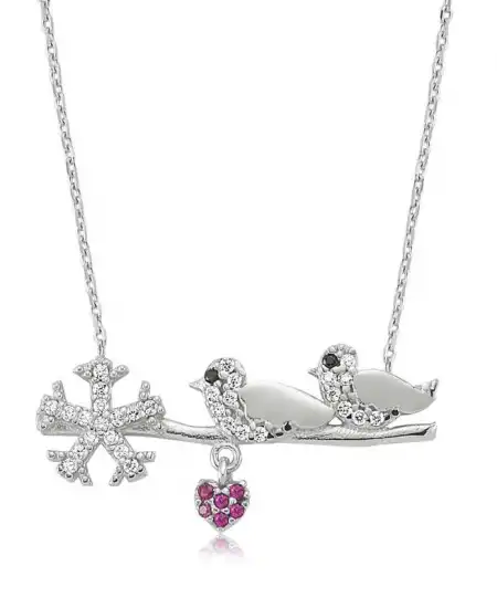 Gümüş Çalı Kuşu Bayan Kolye