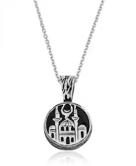 Gümüş Cami Desenli Cevşen Kolye