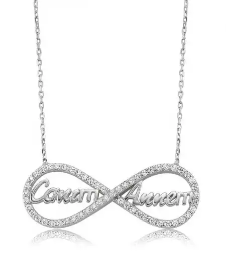 Gümüş Canım Annem Yazılı Sonsuzluk Bayan Kolye