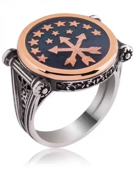 Gümüş Çerkes Bayrağı Erkek Yüzük