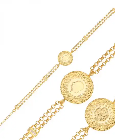 Gümüş Çeyrek Altın Kaplama Kadın Bileklik