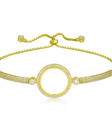 Gümüş Çeyrek Takılabilen Altın Kaplama Kadın Bileklik