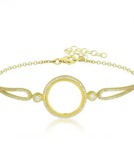 Gümüş Çeyrek Takılabilen Altın Kaplama Kadın Bileklik