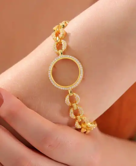 Gümüş Çeyrek Takılabilen Altın Kaplama Kadın Bileklik