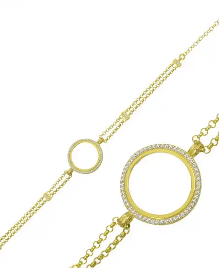 Gümüş Çeyrek Takılabilen Altın Kaplama Kadın Bileklik