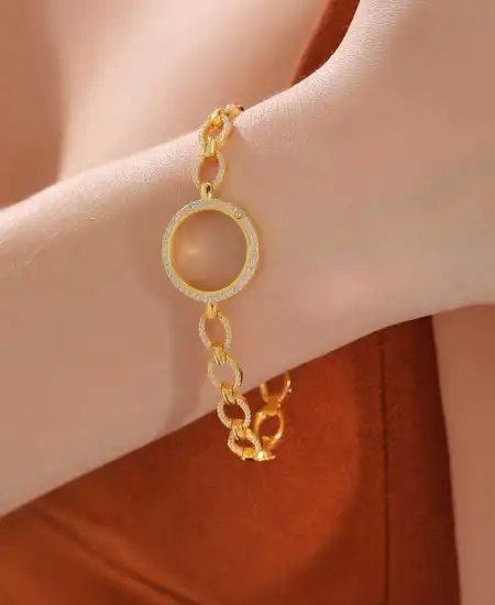 Gümüş Çeyrek Takılabilen Altın Kaplama Kadın Bileklik